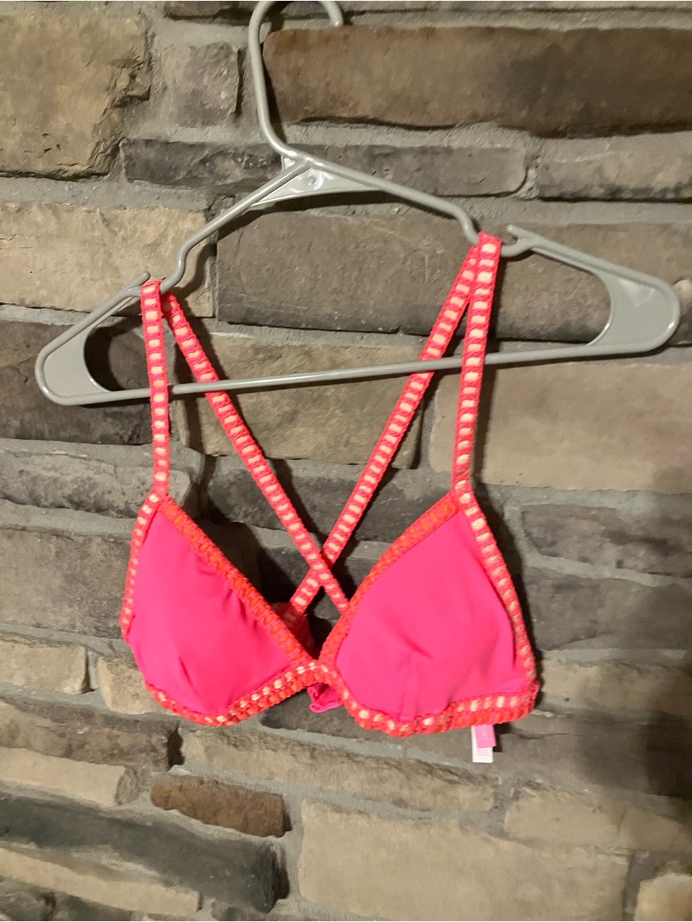 Victoria Secret Crochet Triangle Top Bikini Neon Nectar